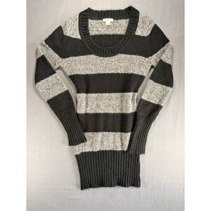 Xhilaration Women Black Gray Striped Long Sleeve Sweater Size S gothic